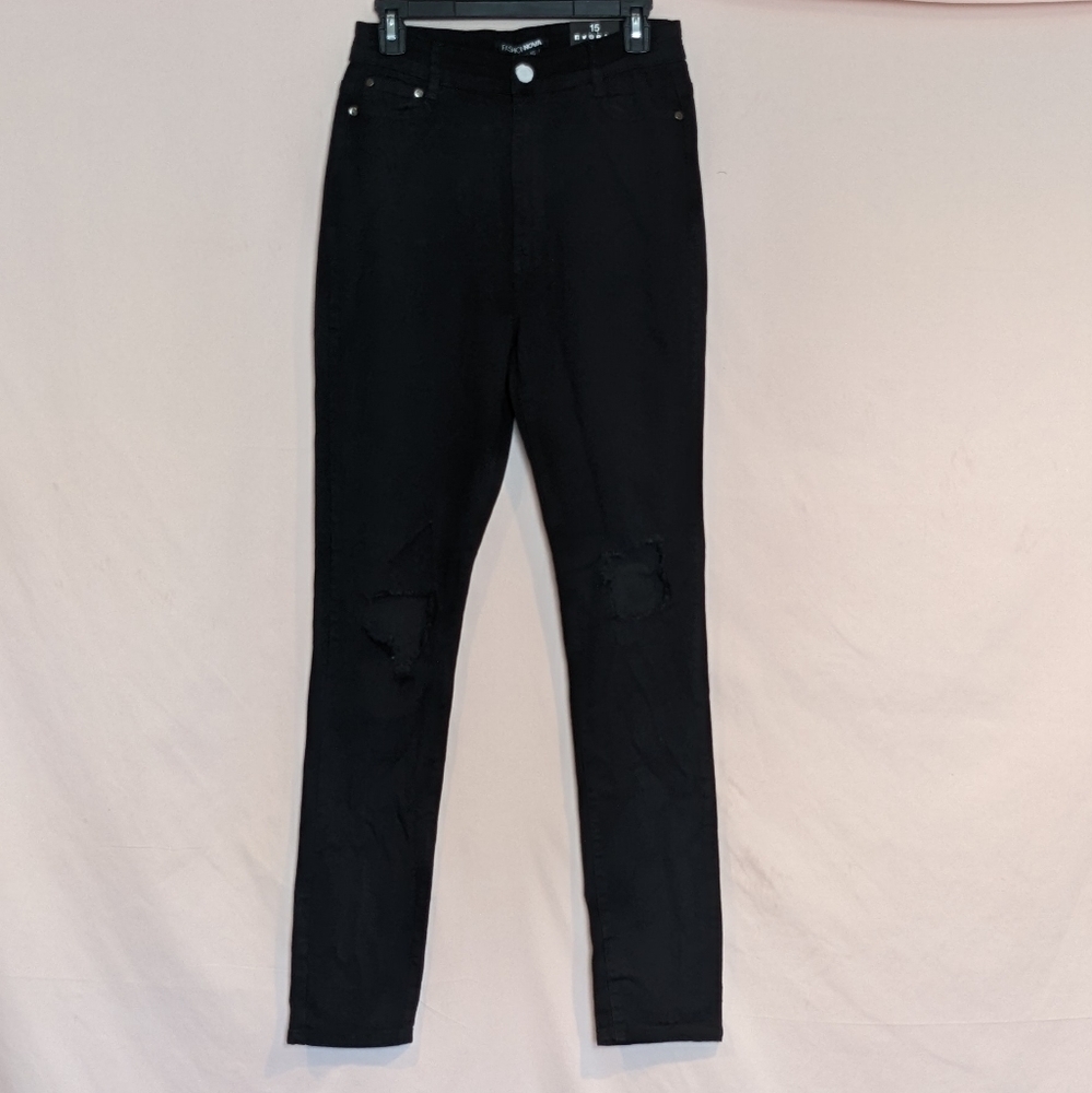 Fashion Nova Distracted High Rise Jeans in Black size 15